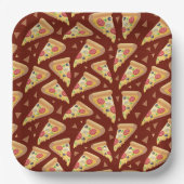 可愛いピザ好きのパーティーが並んだ ペーパープレート (正面)