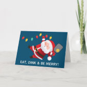 可愛いピックボールSanta Blueクリスマスフォト シーズンカード (正面)