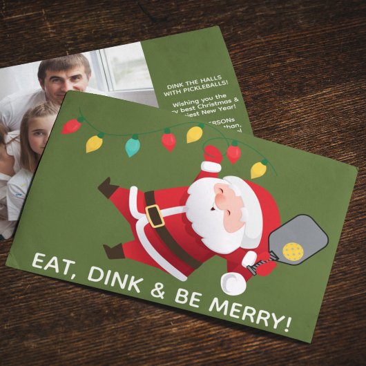 可愛いピックボールSanta Greenクリスマスフォト シーズンカード