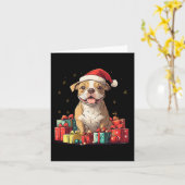 可愛いピットブルサンタハットおもしろいクリスマスピティクリスマス カード (黄色い花)