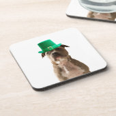 可愛いピットブルドッグハットセントパトリックの日 コースター (左側)