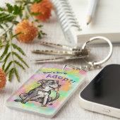 可愛いピットブル「採用！、買い物をしない」 キーホルダー (正面右)