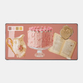 可愛いピフェミニンンクベーカリーコラージュ混合メディア デスクマット (正面)