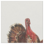 可愛いピルグリム 七面鳥 カボチャ 紅葉 ファブリック (クローズアップ)