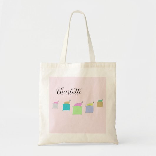 可愛いピロー猫イラストレーション モノグラムの トートバッグ (正面)