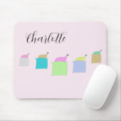 可愛いピロー猫イラストレーション モノグラムの マウスパッド (マウス)