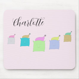 可愛いピロー猫イラストレーション モノグラムの マウスパッド