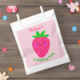 可愛いピンクいちごガール1st誕生日パーティー フェイバーバッグ