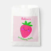 可愛いピンクいちごガール1st誕生日パーティー フェイバーバッグ (正面)