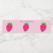 可愛いピンクいちごガール1st誕生日パーティー ペットボトルラベル (シングルラベル)