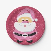 可愛いピンクお洒落のサンタクロース ペーパープレート (正面)