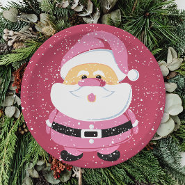 可愛いピンクお洒落のサンタクロース ペーパープレート