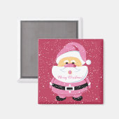 可愛いピンクお洒落のサンタクロース マグネット (正面/裏面)