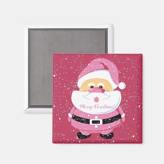 可愛いピンクお洒落のサンタクロース マグネット (正面/裏面)