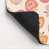 可愛いピンクとオレンジのアップルパターン マウスパッド (コーナー)