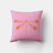 可愛いピンクとオレンジのヴィンテージドラゴンフライ クッション (裏面)