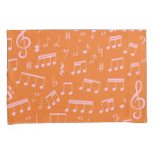 可愛いピンクとオレンジの音符のパターン 枕カバー (正面右)
