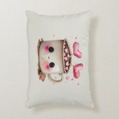 可愛いピンクとクリーム水色ホットチョコレートマグ アクセントクッション (正面(垂直))