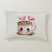 可愛いピンクとクリーム水色ホットチョコレートマグ アクセントクッション (裏面)