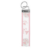 可愛いピンクとグレーの猫の手のパターン手首キーチェーン リストバンドキーホルダー (鍵トップ)