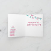 可愛いピンクとターコイズラマとギフト ノートカード (内部)