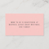 可愛いピンクとティール（緑がかった色）恐竜の赤ちゃん女の子のレジストリ 名刺 (裏面)