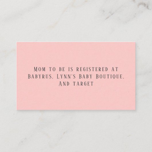 可愛いピンクとティール(緑がかった色)恐竜の赤ちゃん女の子のレジストリ 名刺 (裏面)