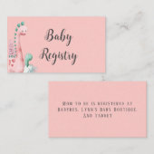 可愛いピンクとティール（緑がかった色）恐竜の赤ちゃん女の子のレジストリ 名刺 (正面/裏面)