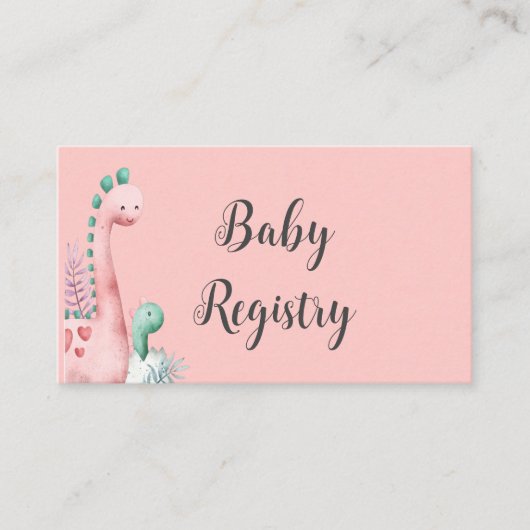 可愛いピンクとティール(緑がかった色)恐竜の赤ちゃん女の子のレジストリ 名刺 (正面)