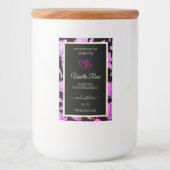 可愛いピンクとブラックのフローラ製品ラベルハート フードラベル (正面)