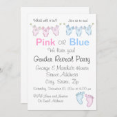 可愛いピンクとブルーの性別リビール招待状 招待状 (正面/裏面)