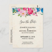 可愛いピンクとブルーの花の結婚式デートを保存 ポストカード (正面/裏面)