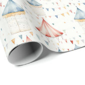 可愛いピンクとブルーサーカステント赤ちゃんシャワー ラッピングペーパー (ロールコーナー)