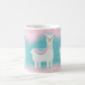 可愛いピンクとミントラマ柄 コーヒーマグカップ (中央)