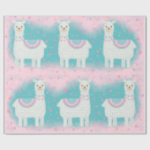 可愛いピンクとミントラマ柄 ラッピングペーパー (フラット)