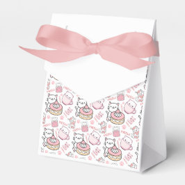 可愛いピンクと白の猫パーティーのオフィスパボックス フェイバーボックス