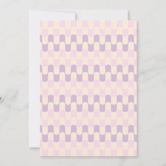 可愛いピンクと紫のグルービーレトロ赤ちゃんシャワー 招待状 (裏面)