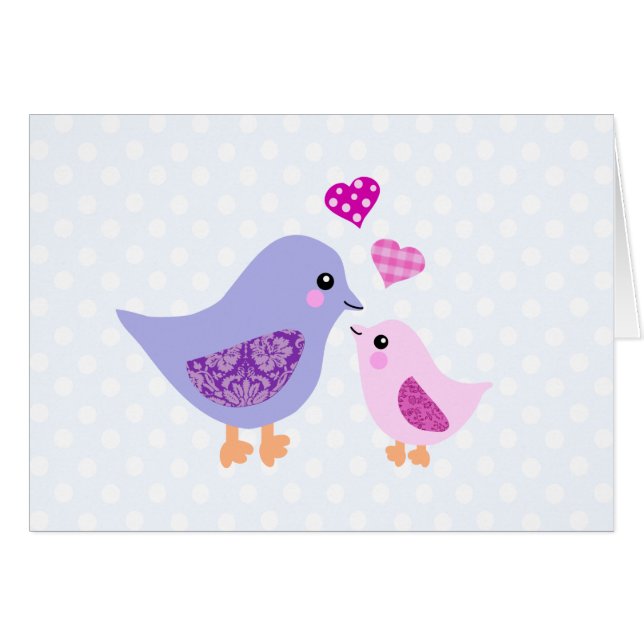 可愛いピンクと紫の母親と子供の鳥 (正面横)