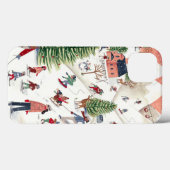 可愛いピンクと緑のアルパインロッジスキー風景Apr Case-Mate iPhoneケース (裏面 (横))