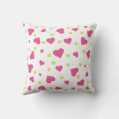 可愛いピンクと緑のタンブルハートパターン クッション (裏面)