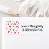 可愛いピンクと緑のタンブルハートパターン ラベル (インサイチュ)