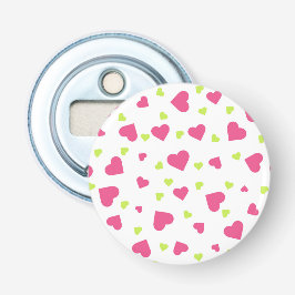 可愛いピンクと緑のタンブルハートパターン 栓抜き