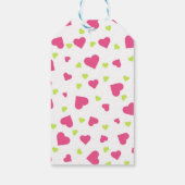 可愛いピンクと緑のタンブルハートパター感謝していン ギフトタグ (裏面)