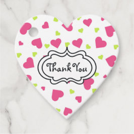 可愛いピンクと緑のタンブルハートパター感謝していン フェイバータグ