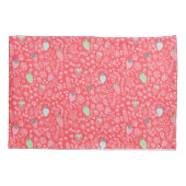 可愛いピンクと赤のストロベリーパターンとモノグラムd 枕カバー (裏面)