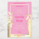 可愛いピンクと金ゴールドフローラ製品の包装ラベル フードラベル (シングルラベル)