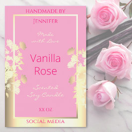 可愛いピンクと金ゴールドフローラ製品の包装ラベル フードラベル