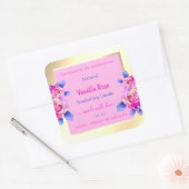 可愛いピンクと金ゴールド製品の包装ラベル可愛い スクエアシール (封筒)