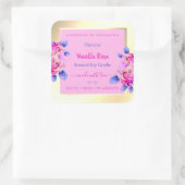 可愛いピンクと金ゴールド製品の包装ラベル可愛い スクエアシール (バッグ)