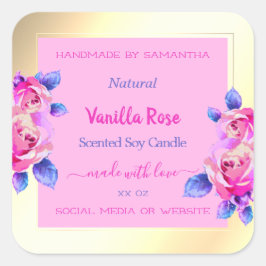 可愛いピンクと金ゴールド製品の包装ラベル可愛い スクエアシール